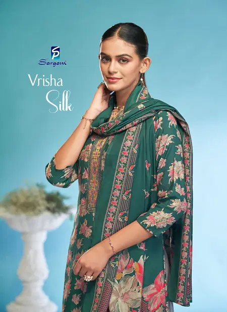 Vrisha Silk By Sargam Viscose Modal Muslin Surat Designer Salwar Suit Wholesale Market
